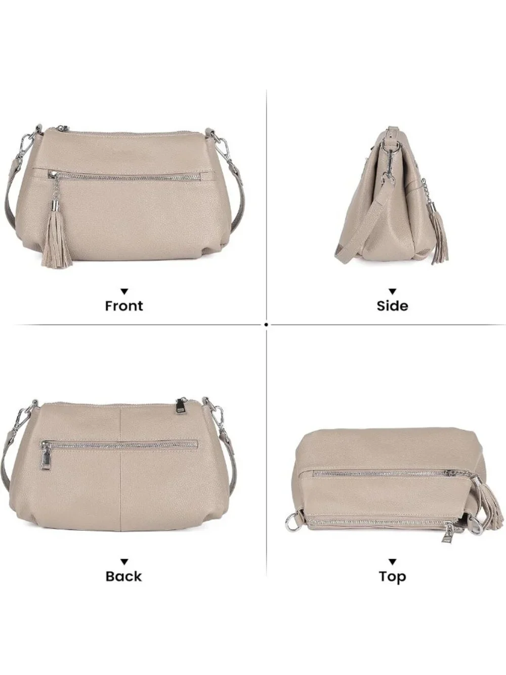 Genuine Leather Crossbody Hobo Bag for Women | Real Leather, Multi Pockets
